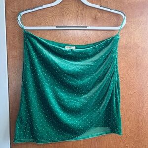 Alicia Mohr emerald green sparkle zip up mini skirt